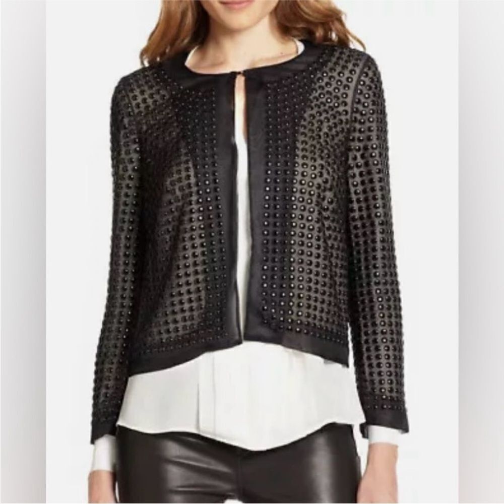 Haute Hippie Elegant Black Studded Women's silk Jacket, S
